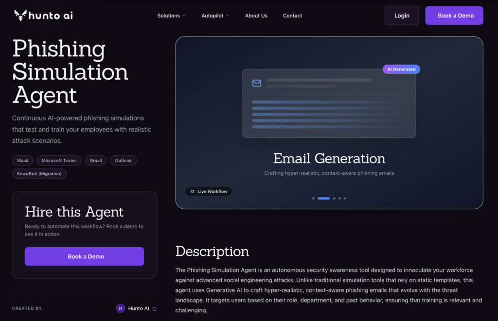 Automated Phishing Simulation by Hunto AI